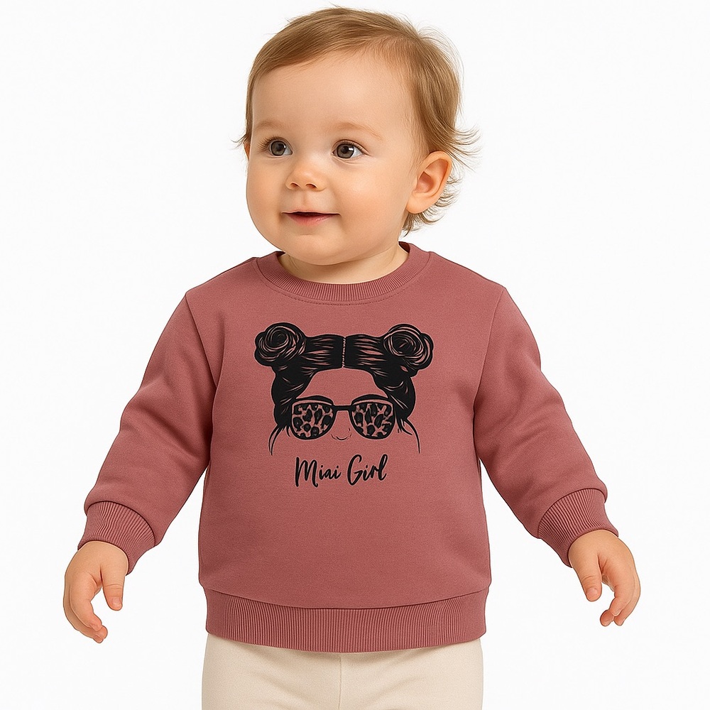 "Mini Girl" Mini Me Sweatshirt 9-12M Pink Graphic Pullover Baby Toddler Top Diva